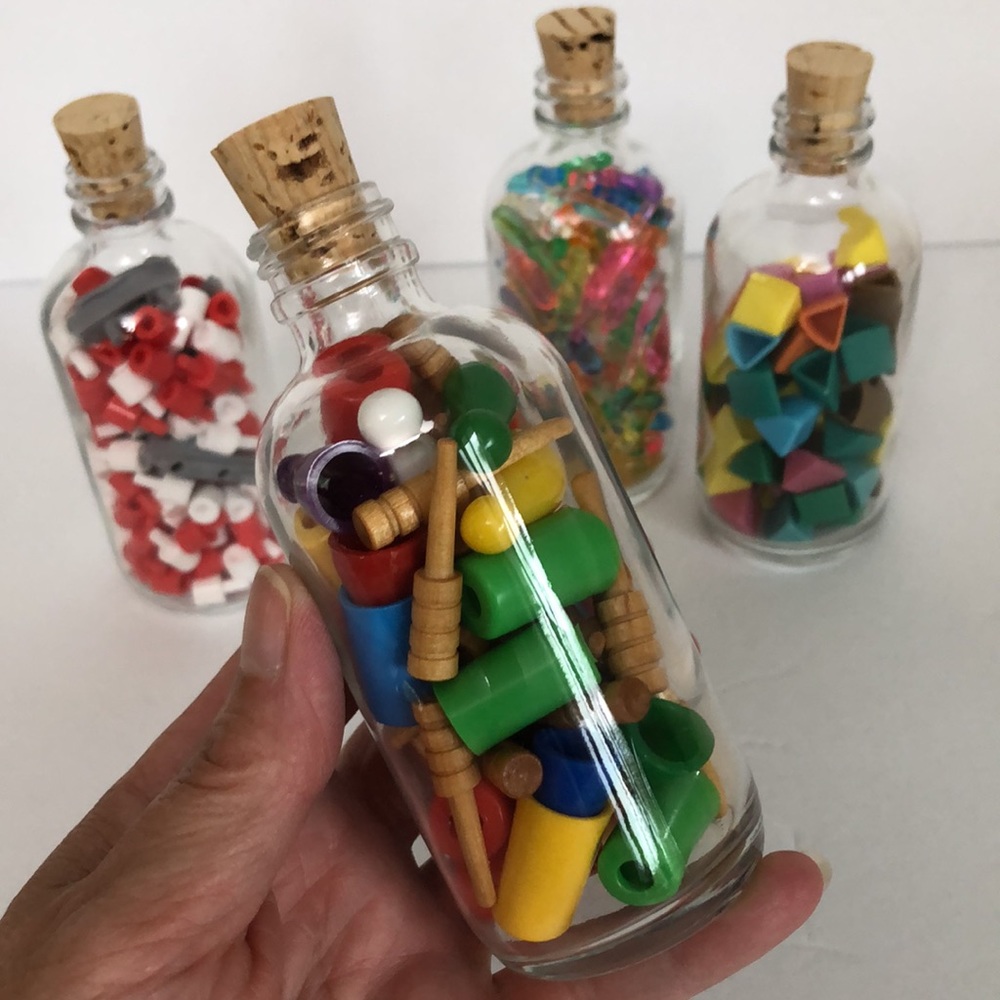 Game Pieces In Glass Jars With Corks - Picture 3 of 7